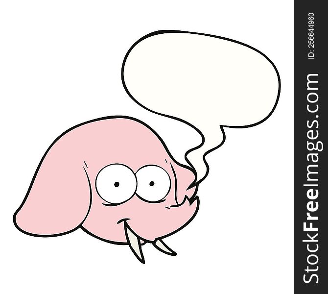 cartoon elephant face with speech bubble. cartoon elephant face with speech bubble