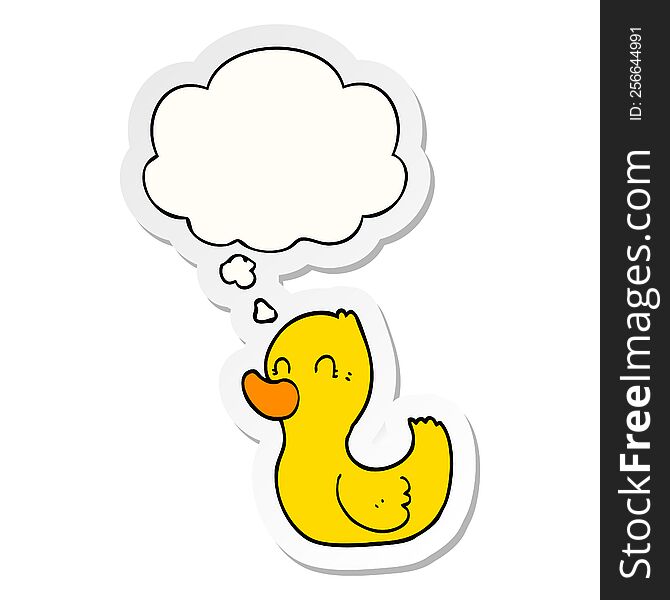 Cartoon Duck And Thought Bubble As A Printed Sticker
