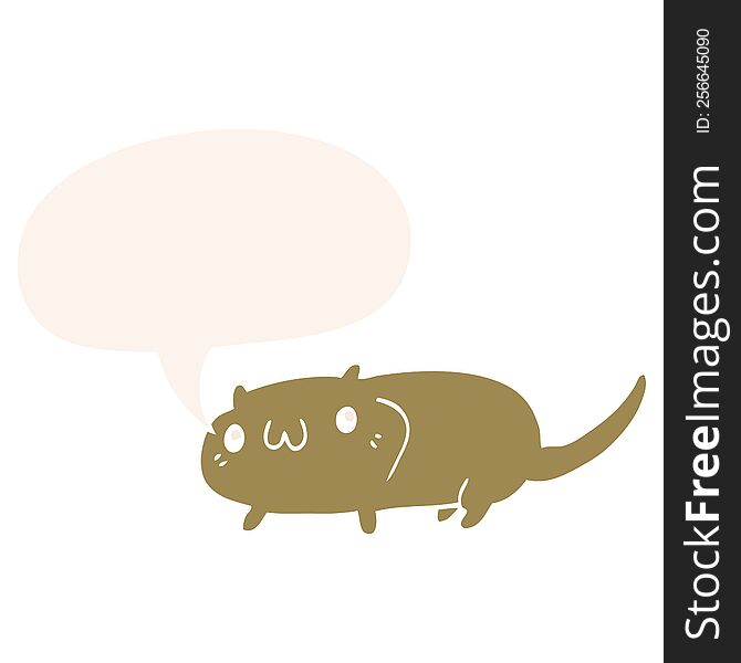 Cartoon Cat And Speech Bubble In Retro Style