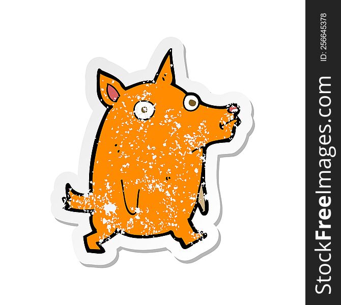 Retro Distressed Sticker Of A Cartoon Funny Little Dog