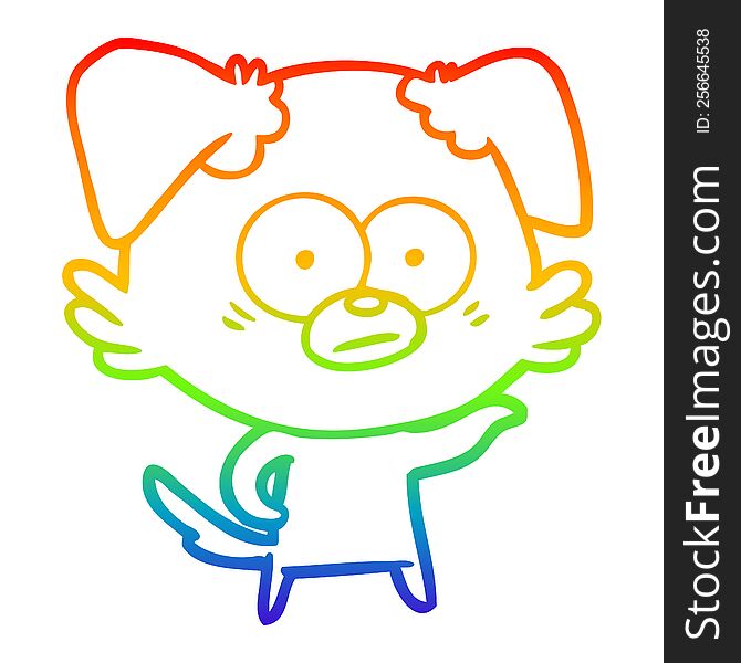 Rainbow Gradient Line Drawing Nervous Dog Cartoon