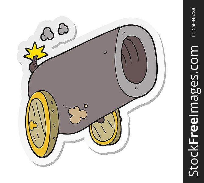sticker of a cartoon big cannon