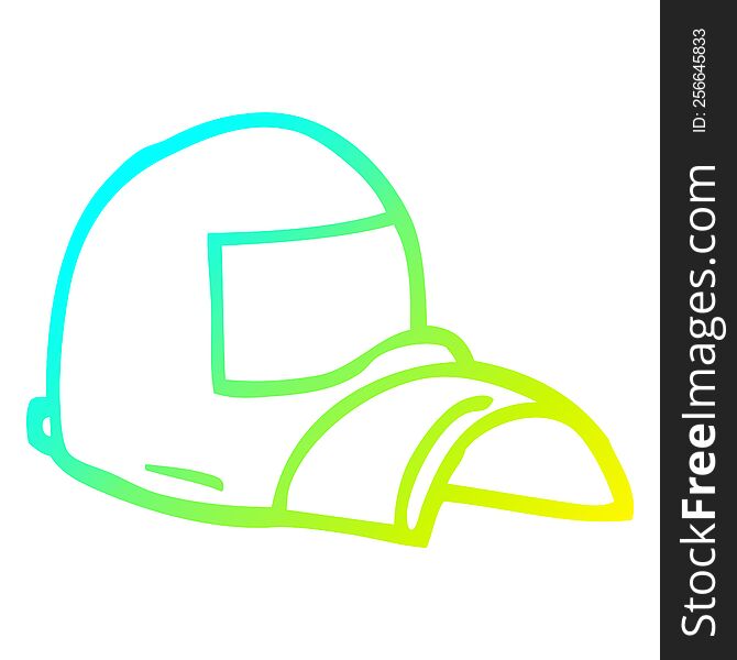 cold gradient line drawing of a cartoon baseball cap