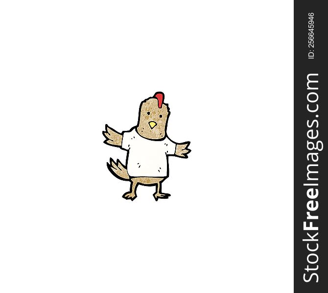 cartoon chicken in tee shirt