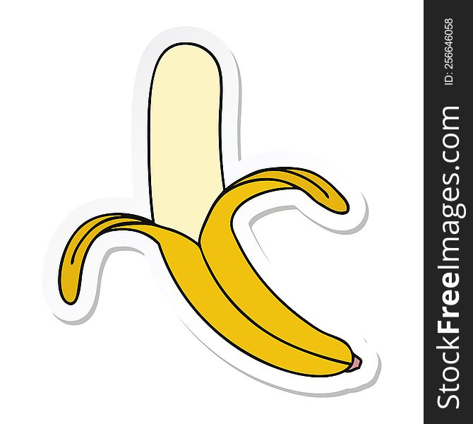 Sticker Of A Quirky Hand Drawn Cartoon Banana