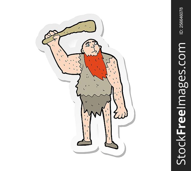 Sticker Of A Cartoon Neanderthal