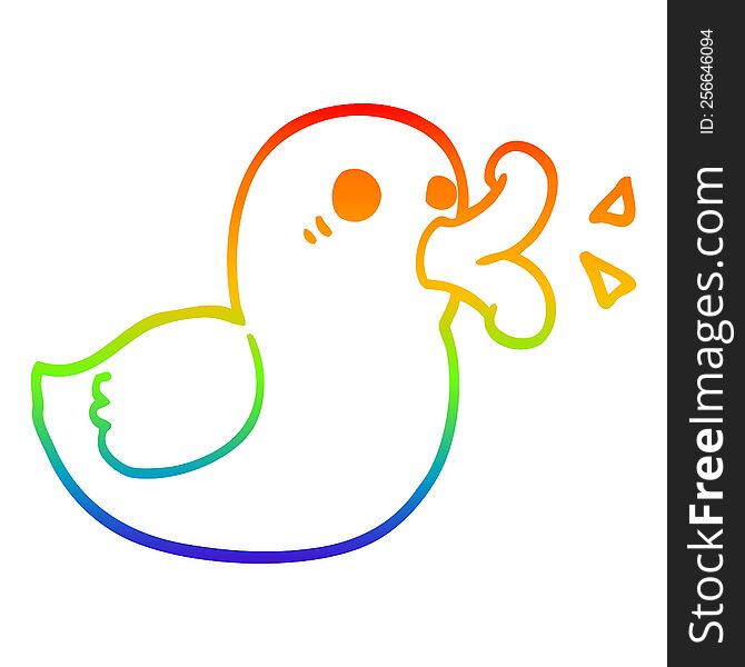 rainbow gradient line drawing of a cartoon happy duck