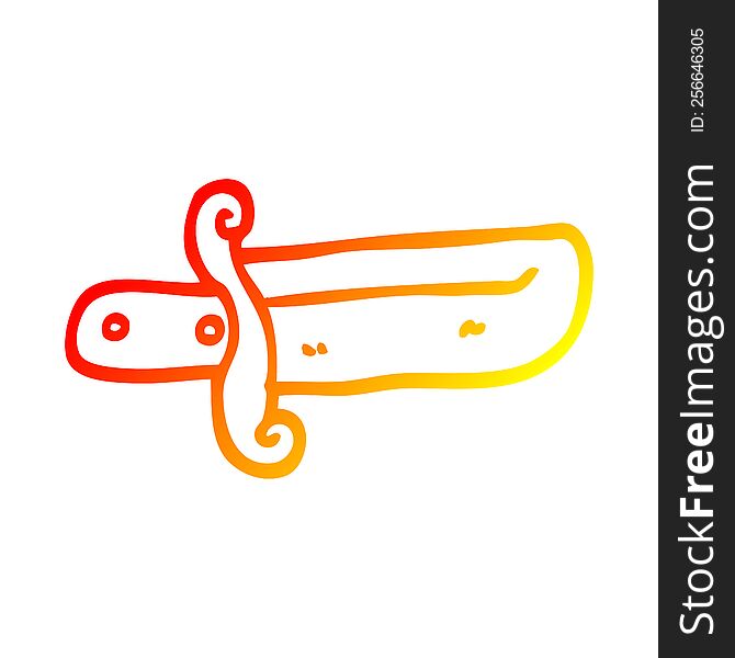 warm gradient line drawing of a cartoon small dagger