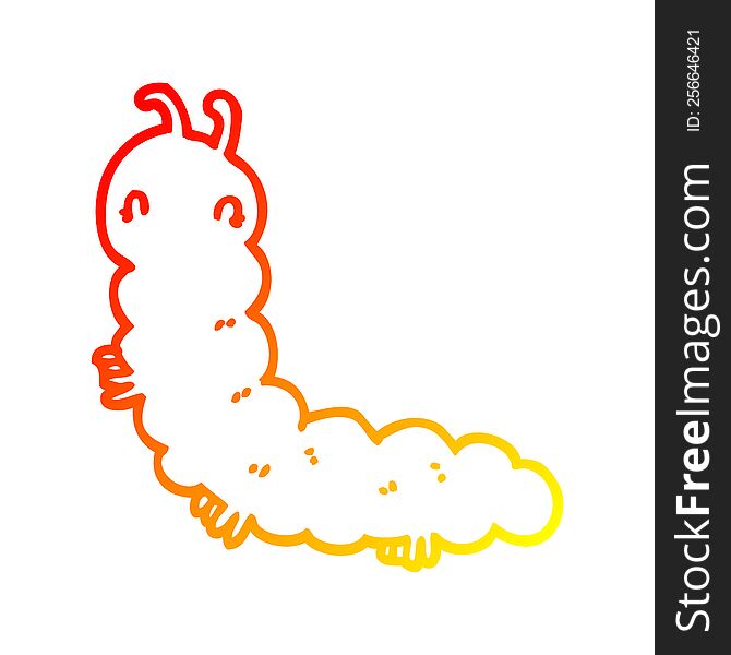 warm gradient line drawing of a cartoon caterpillar