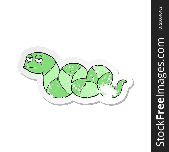 Retro Distressed Sticker Of A Cartoon Bored Snake