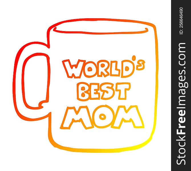 warm gradient line drawing of a worlds best mom mug