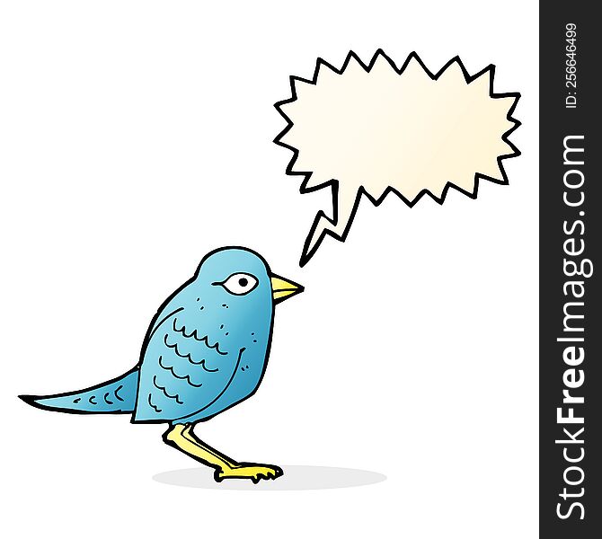 Cartoon Garden Bird With Speech Bubble