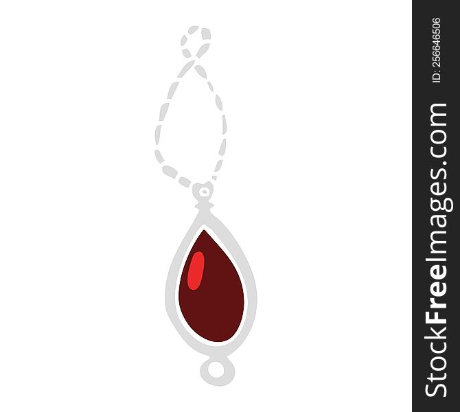 Flat Color Illustration Of A Cartoon Red Pendant