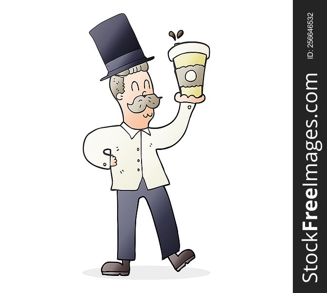 Cartoon Man With Coffee Cup