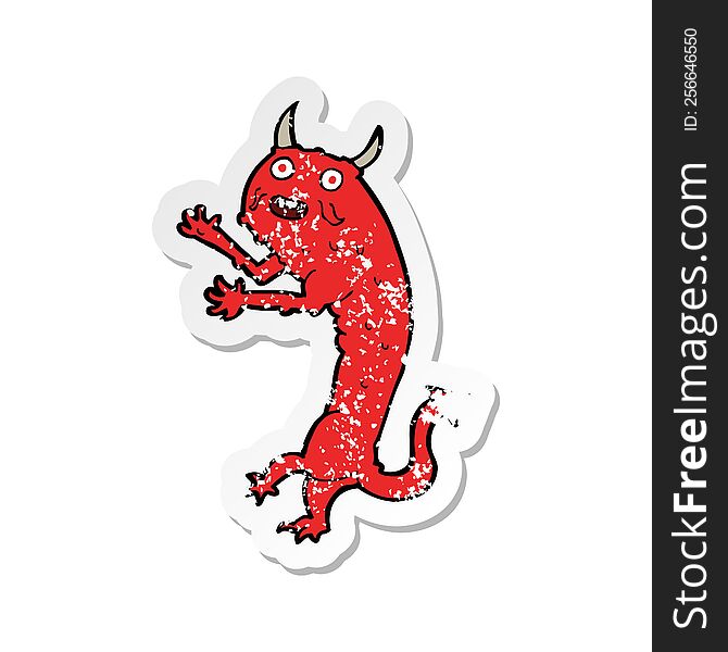 retro distressed sticker of a cartoon devil
