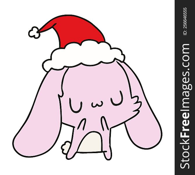 hand drawn christmas cartoon of kawaii rabbit