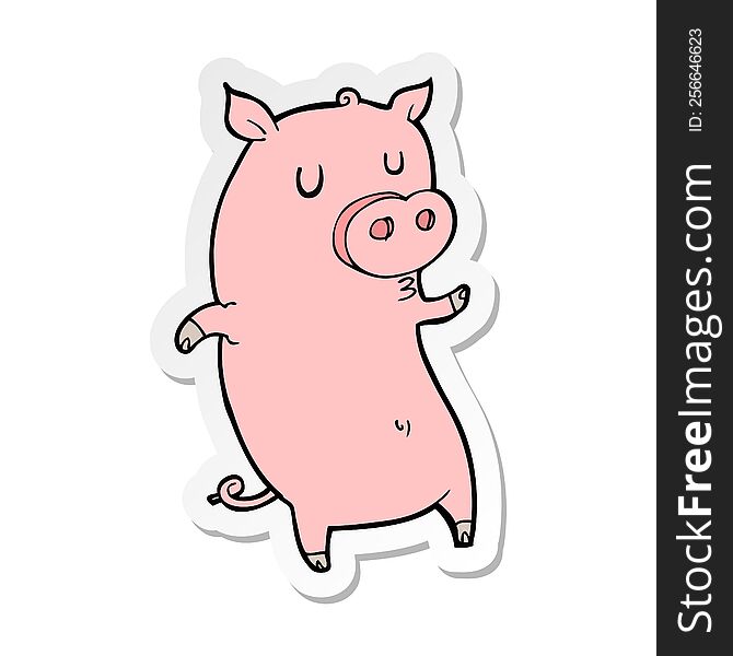 sticker of a funny cartoon pig