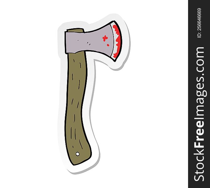 sticker of a cartoon bloody axe