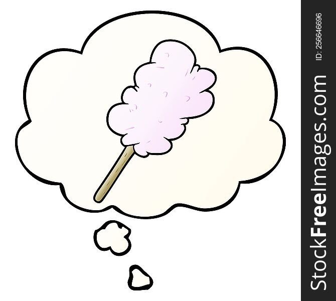 cartoon candy floss with thought bubble in smooth gradient style