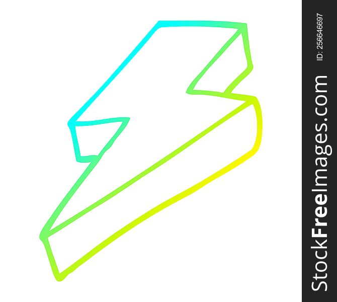 cold gradient line drawing of a cartoon thunder bolt