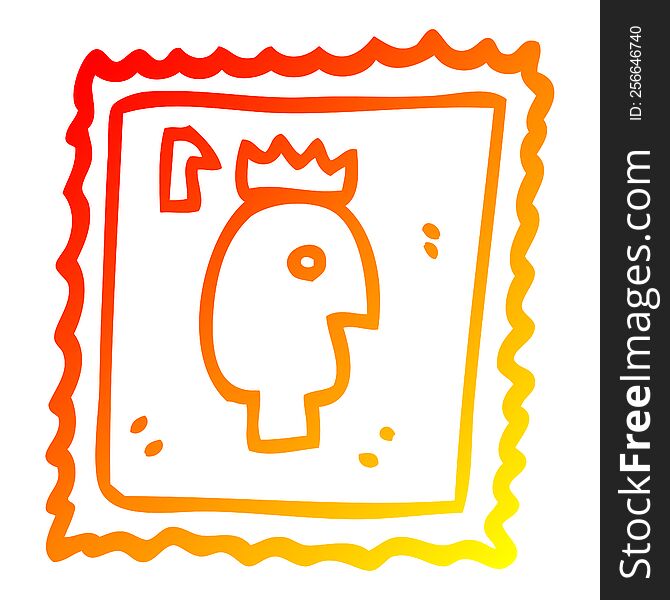 warm gradient line drawing of a cartoon stamp for postage