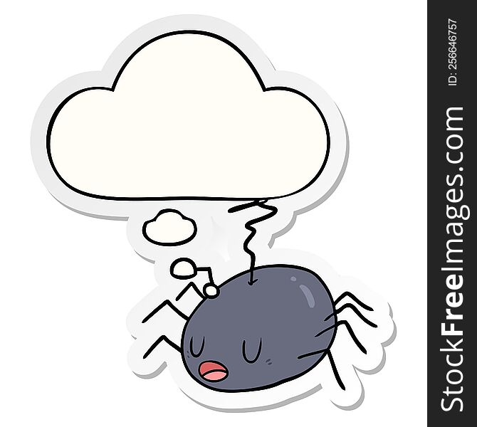 cartoon spider with thought bubble as a printed sticker