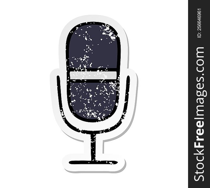 distressed sticker of a cute cartoon radio microphone