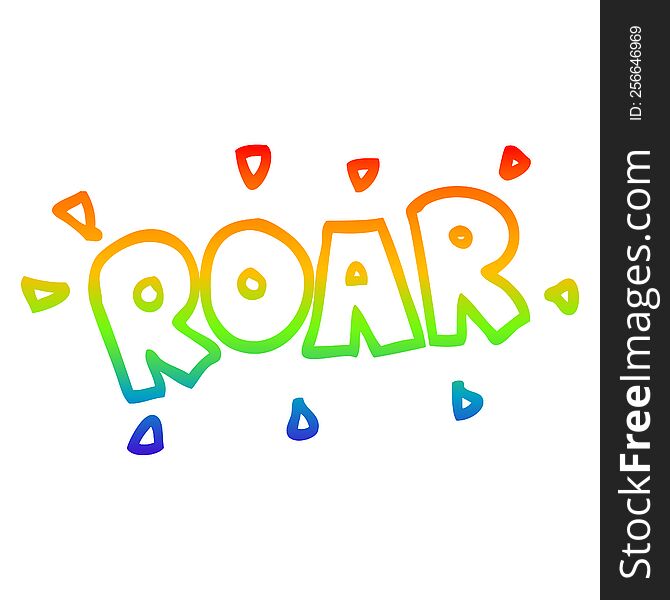 rainbow gradient line drawing of a cartoon roar sign