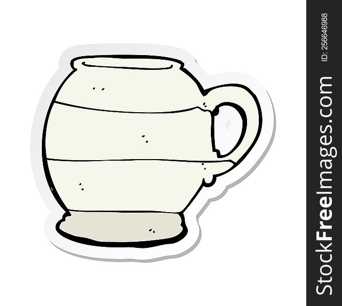 Sticker Of A Cartoon Old Style Mug