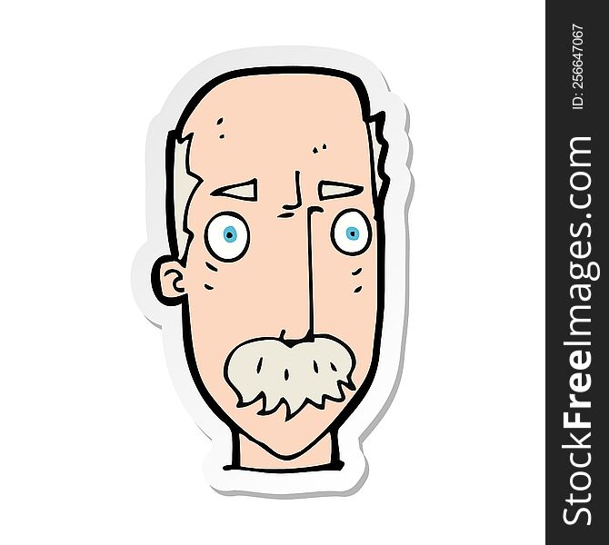 Sticker Of A Cartoon Annoyed Old Man
