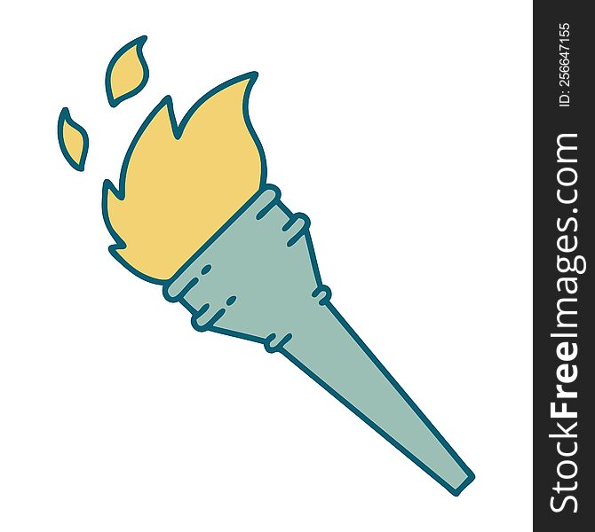 Tattoo Style Icon Of A Lit Torch