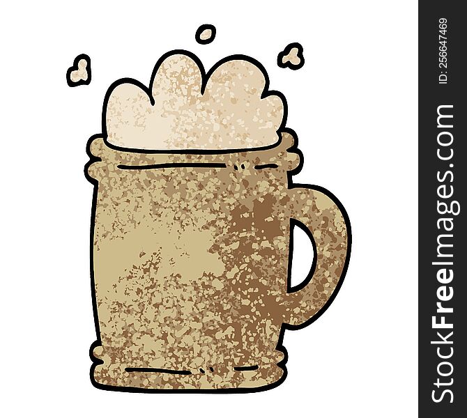 grunge textured illustration cartoon beer tankard
