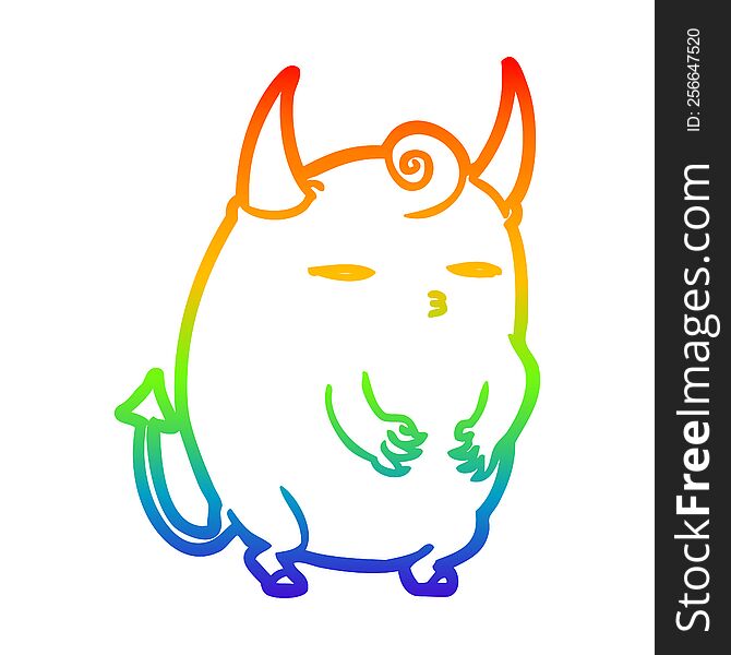 Rainbow Gradient Line Drawing Fat Little Halloween Devil