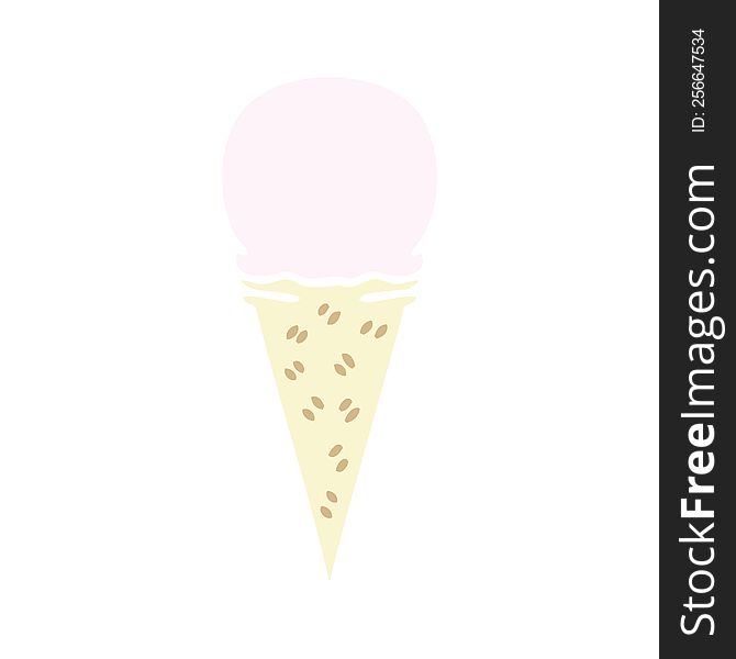 Quirky Hand Drawn Cartoon Strawberry Ice Cream Cone