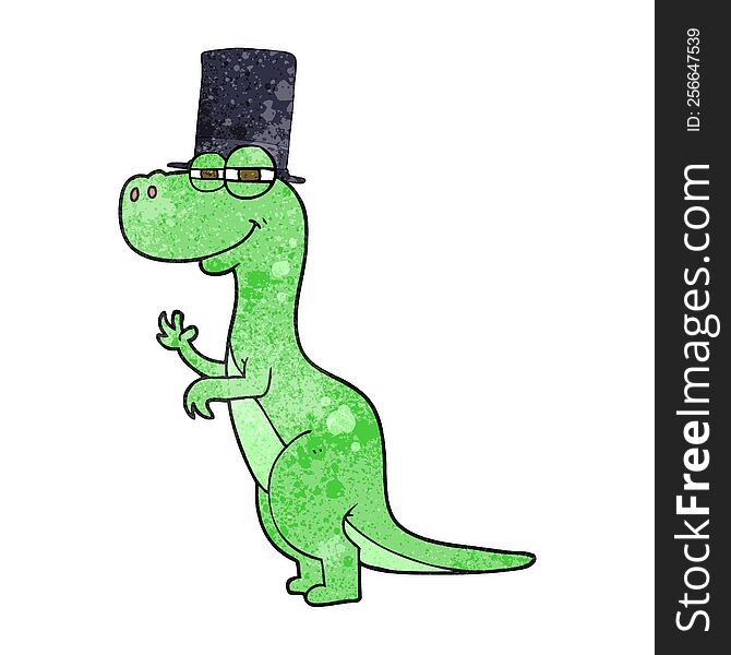 Textured Cartoon Dinosaur Wearing Top Hat