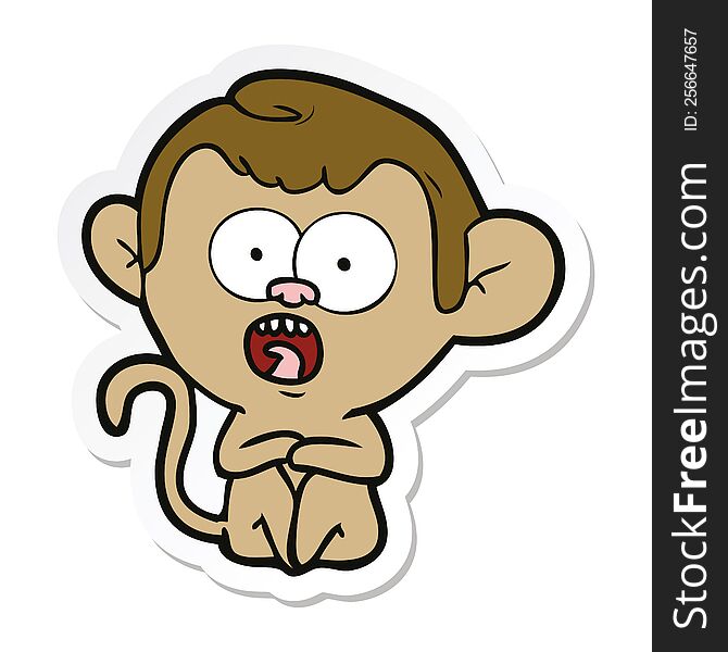 Sticker Of A Cartoon Shocked Monkey