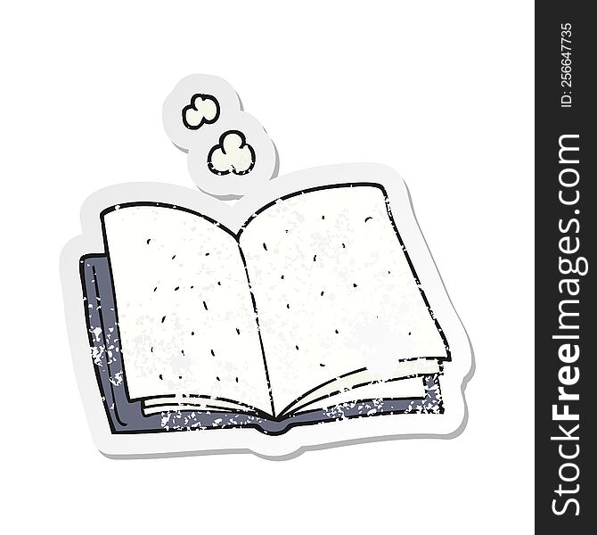 Retro Distressed Sticker Of A Cartoon Book