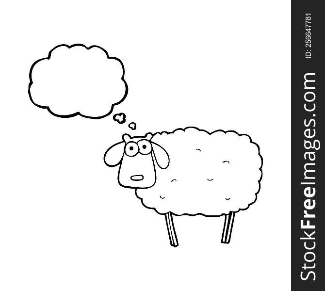 freehand drawn thought bubble cartoon sheep