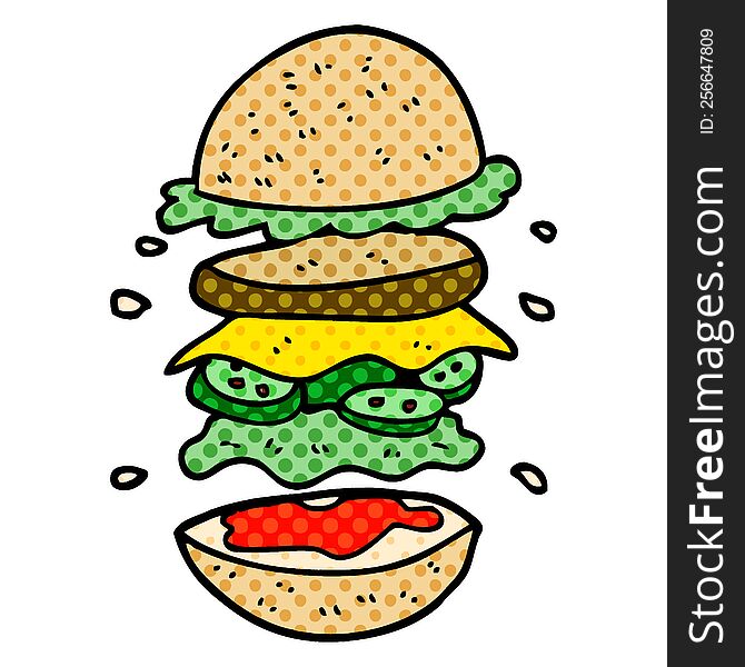 Cartoon Doodle Huge Burger