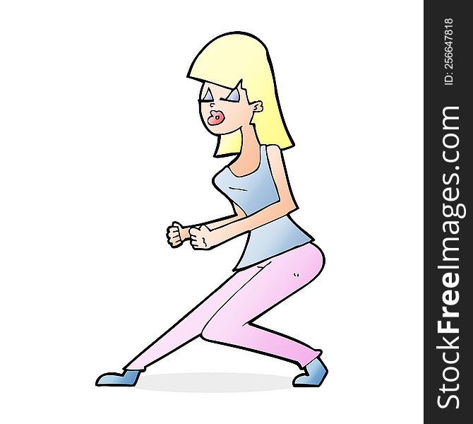 cartoon crazy dancing girl