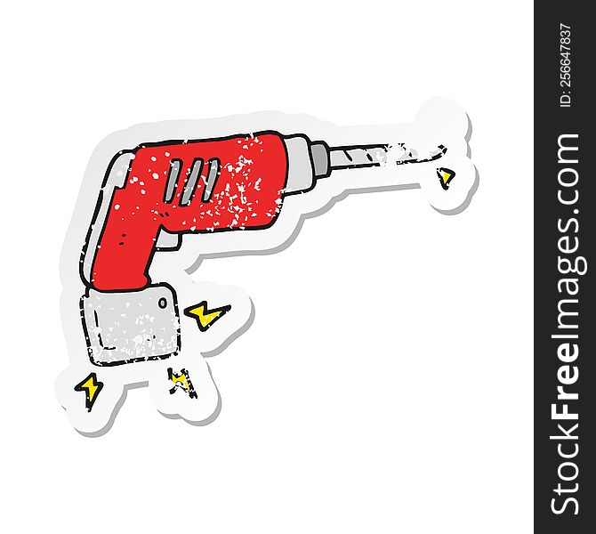retro distressed sticker of a carton power drill