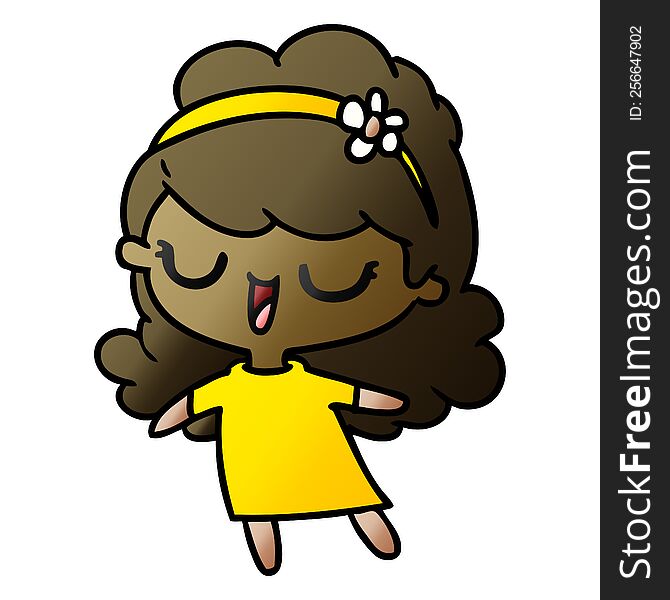 Gradient Cartoon Of Cute Kawaii Girl