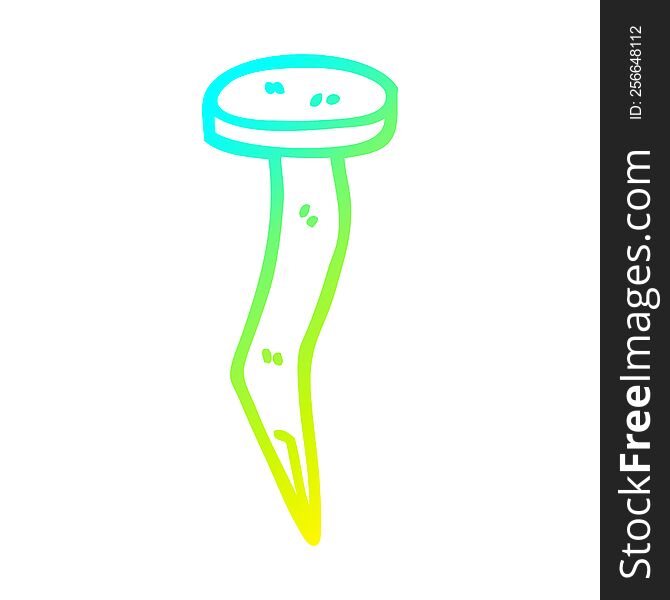 cold gradient line drawing of a cartoon iron nail