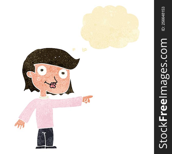 Cartoon Pointing Person With Thought Bubble