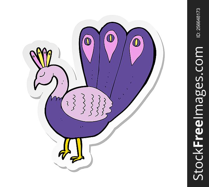 sticker of a cartoon peacock