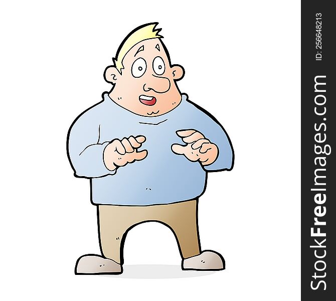 cartoon excited overweight man