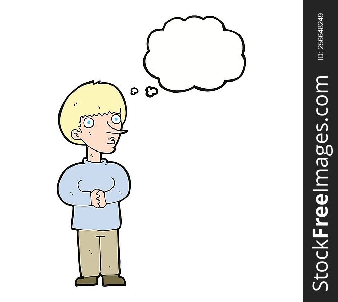 Cartoon Nervous Man With Thought Bubble