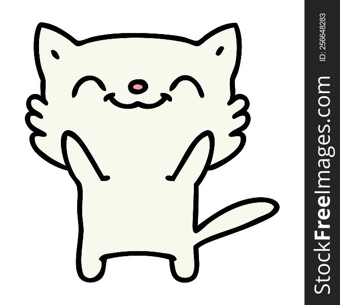 cartoon of a happy little cat