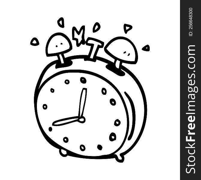 Line Drawing Cartoon Alarm Clock