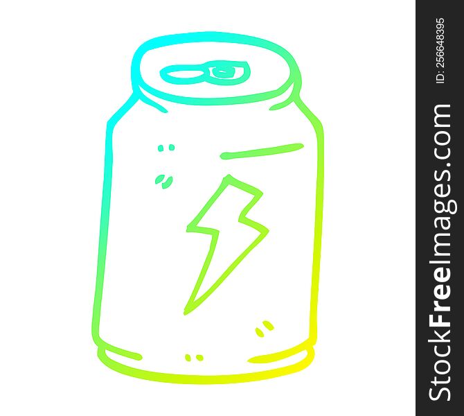 cold gradient line drawing of a cartoon can of energy drink